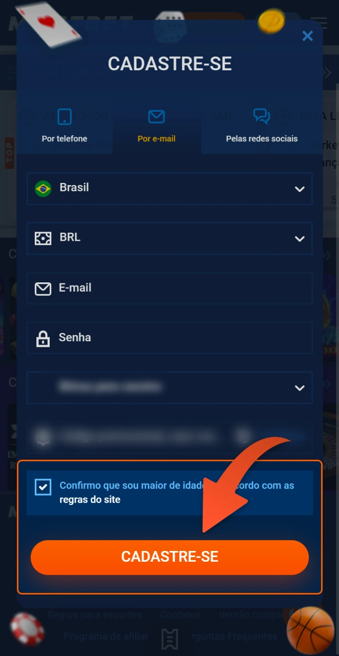 Confira essas informações e confirme seu cadastro na Mostbet.